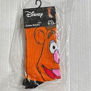 DISNEY Pluto Graphic Print Crew Socks Mens Size 9-13 Orange 1 Pair